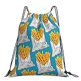 FJJLOVE Pommes Frites Kordelzug Rucksack für Frauen Geschenke Wandern Sackpack Kordelzug Taschen String Bag Starke Sp