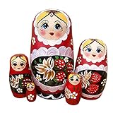 HUANHUI Matroschka Matroschka Hölzerne Nesting Puppen 5 Stücke Schichten Erdbeer Mädchen Russisch Matryoshka Hand Farbe Puppe Dekor Für Kinder Geschenke matroschka Pupp