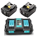 Ersatz Doppel Schnellladegerät 4A mit 2x 18V 4Ah Li-Ionen akku für Makita 18Volt Kettensäge DUC353Z Gebläse DUB362Z DUB361Z Rasenmäher DLM380Z DLM431Z Staubsauger DCL180Z Winkelschleifer DGA511Z Akk