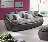 Germanvox Megasofà Aruba Mega Sofa Modern Kunstleder grau Sitzfläche und Kissen Stoff L.238 T.140 H.80 cm inkl. Dekok