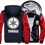 Herren Sweatshirts Hoodie Yamaha Letter Print Fleece Verdickter Reißverschluss Strickjacke Mit Kapuze Warmer Pullover Für Herbst Und Winter,b,L