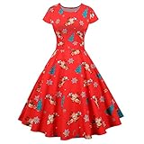 Frauen Vintage Weihnachtenkleider Damen Retro 1950er Jahre Rockabilly Swing Kleid A-Linie Cocktailkleid Abendkleid Hochzeit Partykleid Heimkehr Ballk