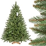 FairyTrees künstlicher Weihnachtsbaum FICHTE Natur, Baumstamm grün, Material PVC, inkl. Holzständer, 150