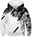 Ocean Plus Jungen Kapuzenpullover Bunt Teens Hoodie Kinder Langarm Pulli mit Kapuzen Sweatshirt Pullover (L (Körpergröße: 145-150cm), Schwarz-weißer Schatten)