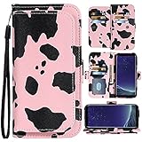 WWAAYSSXA Kompatibel mit Samsung Galaxy S8 Plus Wallet Case und Handschlaufe Lanyard Leder Flip Cover Kartenhalter Ständer Zubehör Telefonhüllen für Glaxay S8plus S 8 8plus 8S Edge S8+ SM-G955U Pink