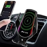 Hinyx Kabelloses Kfz-Ladegerät,10 W,Schnelles Aufladen, Automatisches Einklemmen, Infrarot-Handyhalterung, Kompatibel mit iPhone SE/11/11Pro/XSMax/XS/XR/X/8/8P, Samsung S20/S10/S8/Note10/Note9, LG
