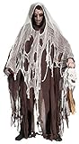 Halloween Umhang mit Kapuze - Braun - Gruseliges Ghul Tod Zombie Kostüm für Halloween, Mottoparty