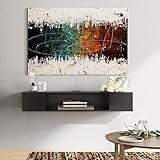 FITUEYES TV Lowboard Hängend Hängeschrank Schwarz, Offene Fächer und Kabelmanagement TV Lowboard Holz für Wohnzimmer Schlafzimmer Badezimmer DS210003WB