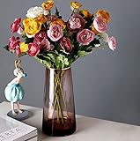 Glasvase, Ins Style handgemachte kristallklare Blumenvase Gold Linie Mund dekorative Vase Blumenblume Pflanzenbehälter für Home Office Dekor, Geschenk für Hochzeit Weihnachten Einweihungsparty