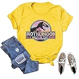 Damen Funny Graphic Motherhood is Walk in The Park Letter Print Rundhals T-Shirt Gr. Small, gelb