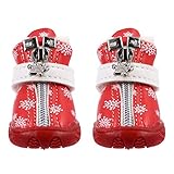 4 Stück Weihnachtshund Schneeflocke Schuhe Winter Schöne Pfotenschutz Anti- Rutsch- Schuhe Weihnachtsraumdekoration F