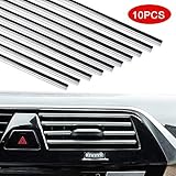 Xinyuan 10 STÜCKE Auto Lüftungsschlitz Dekoration,Lüftungsgitter Auslass Zierleiste Leiste,20cm Klimaanlage Luftauslass DIY Auto Innenausstattung Streifen,Auto Interior Decor Zubehör S