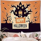 Halloween Kürbis Tapisserie Wandbehang Hippie Thriller Horror Tapisserie Dekoration Wandverkleidung Decke A8 130x150