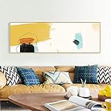 (Kunstwerk) Abstrakte gelbe Leinwand Wandkunst Malerei Patchwork Nordic Modern Pictures Poster für Wohnzimmer Home Decorative - (40x120cm) R
