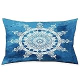 Dekorativ Kissenbezug 40x70cm/16x28in Blaues Mandala 1er Set Kissenbezüge Segeltuch Sofakissen Bezug Dekokissen,mit Unsichtbarem Reißverschluss,für Sofa Auto Schlafzimmer Zuhause Zierkissenbezüge C401