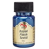 Royal Flash Textil, Glitzer-Metallic-Farbe | hochdeckend, cremige Textilfarbe auf Wasserbasis | für helle und dunkle Textilien | 50 ml (blau)