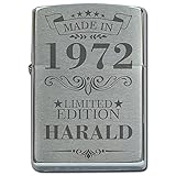 Zippo Chrom-Optik Sturmfeuerzeug mit Gravur - Personalisierte Benzin Feuerzeug mit Geschenk-Box - Geschenkidee für Frauen und Männer - Motiv: Limited E