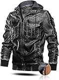Motorradjacke herren Schutzjacken Männer Lederjacke Lässig mit abnehmbarer Kapuze Faux Leder Motorradjacke Halten Sie Warme Oberbekleidung Reißverschluss Mantel ( Color : Grey , Size : XXL-XXLarge )