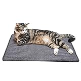 PETTOM Kratzmatte Katze, Kratzteppich Sisal, Kratzbretter Boden rutschfest, Natürlicher Sisalteppich für Katzen (40×60cm, Dunkelgrau)