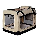 Dibea Hundetransportbox Hundetasche Hundebox Faltbare Kleintiertasche Größe L Farbe Beig