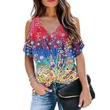 Tops Damen Elegant T Shirt Sommer Oberteile V-Ausschnitt Schlanke Tank Top Ärmellos Blusen Tunika Kurzarmshirt Tanktop Casual Locker Weste Trägershirt Sportshirt Laufshirt Teenager Mädchen Streetw