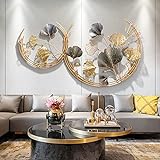 TDSY 3D Modern Stil Wanddeko Metall, Kreative Handgemachte Ginkgo Leaf, Wanddekoration, Decoration für Wohnzimmer Schlafzimmer Büro, Golden,143 * 85