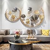 TDSY 3D Modern Stil Wanddeko Metall, Kreative Handgemachte Ginkgo Leaf, Wanddekoration, Decoration für Wohnzimmer Schlafzimmer Büro, Golden,143 * 85