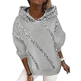 BDCUYAHSKL Herbst Winter Pailletten Print Lose Kapuzenpullover Damen AußE