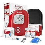 sinocare Blutzuckermessgerät,Blutzuckermessgerät Set mit Teststreifen, mg/dL, Diabetes-Set, Stechhilfe, Schmerzfrei & Schnell, Wenig Probenvolumen(Safe AQ Smart)