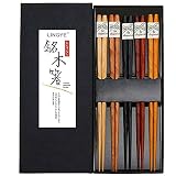 LINGYE EssstäBchen 5 Paare Wiederverwendbare EssstäBchen Waschbar FüR GeschirrspüLer 23Cm EssstäBchen Chinesische Geschirr Set Mit LuxuriöSe Schw