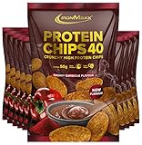 IronMaxx Protein Chips 40 - Smokey Barbecue Geschmack - High Protein - Low Carb - Glutenfrei, 10er Pack (10 x 50 g)