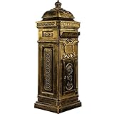 Antiker englischer Standbriefkasten, rostfreies Aluminium, Höhe: 102,5 cm, Farbe: Messing