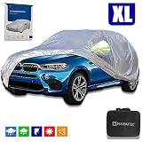 Sanwatec Auto Abdeckplane Autoabdeckung SUV Vollgarage Wasserdicht Autohülle Staubdicht atmungsaktive Autoplane Winter & Sommer Plane Hellgrau X Larg