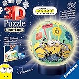 Ravensburger 3D Puzzle 11180 - Nachtlicht Puzzle-Ball Minions - 72 Teile - ab 6 Jahren, LED Nachttischlampe mit Klatsch-M