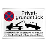 Schild Privatgrundstück mit Abschleppen-Grafik aus stabilem Kunststoff, 30x20cm, UV- und wetterbeständig,
