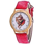 OLUYNG Armbanduhr Leder Human Anatomy Herz Armbanduhr Casual Fashion Damen Frauen Quarzuhr Relogio Feminino 533, rot, B