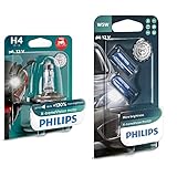 Philips 12342XV+BW X-tremeVision Moto +130% H4 Motorrad-Scheinwerferlampe, 1 Stück & W5W Signallampe, Doppelb