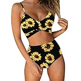 PMJAdd8s4 Damen Bikini Push Up Bikini Schwangerschaft Bikinihose High Waist Y2K Bikini Tankini Mit Shorts Sexy Bikini Damen Für Sex Bikini Cover Up Tankini Damen Große Größen Schwarz XL