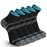 5 Paar Laufsocken Sportsocken Funktionssocken für Herren Damen Münner Leichtgewicht Kompressionsstrümpfe Sneaker Socken (43-46, Schwarz)