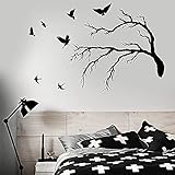 NSRJDSYT Lustige Vinyl Wandtattoo für Schlafzimmer Vogelschwarm Gothic AST Stil Wandaufkleber Dekor Esszimmer Cafe Dekoration 57x86
