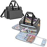 Teamoy Garn Aufbewahrungstasche, Reise-Strick-Einkaufstasche mit faltbaren inneren Trennwänden für WIP, Garnstränge und Strickzubehör, Schw