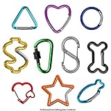 BB Sport 10er Set Materialkarabiner Karabiner Schlüsselanhänger Karabinerhaken Zubehörkarabiner, Farbe:Mix