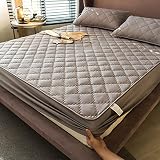 Nuoxuan BettwäSche,GebüRstetes, Gestepptes, Einfarbiges Bettlakenset, Apartment Schlafzimmer Einzel-Doppel-Kingsize-Bett,Grau,200x200cm (3 StüCk)