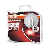 Osram Night Breaker Silver H7, +100% mehr Helligkeit, Halogen-Scheinwerferlampe, 64210NBS-HCB, 12V Pkw, Duo Box (2 Lampen)