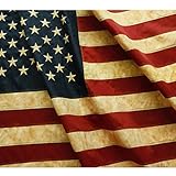 Anley Vintage Style Tee gebeizt Amerikanische Flagge 3x5 Fuß Nylon - Gestickte Sterne und genähte Streifen - 4 Reihen von Schloßnähten - Antiquierte USA Bannerfahnen mit Messingösen 3 X 5 F