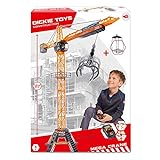 Dickie Toys Mega Crane, elektrischer Kran mit Fernbedienung, für Kinder ab 3 Jahren, 120 cm hoch, mit Greifarm, Seilwinde, Kabine, Ladep