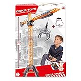 Dickie Toys Mega Crane, elektrischer Kran mit Fernbedienung, für Kinder ab 3 Jahren, 120 cm hoch, mit Greifarm, Seilwinde, Kabine, Ladep