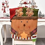 rzoizwko Weihnachtsstuhlbezug， 4 STÜCKE Weihnachtsdekoration Stuhlhussen Weihnachtsmann Schneemann Weihnachtsessen Stühle Rückseite für Küche Holiday Party Decor (Multicolor Elk)