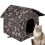 Toploar Katzenhaus Outdoor Winterfest, Wasserdichtes Draußen Katzenhöhle Für Katzen mit Abnehmbarem Matte, Faltbares Pet Outdoor House Tierheim Für Kleine Katzen (S)