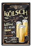 Kölsch Blechschild - Retro Deko Metallschild Zubehör Ausstattung für Bar Kneipe Theke Kellerbar Partyraum Partykeller Biergarten Man Cave Pub - Bier Geschenke für Männer - 20x30